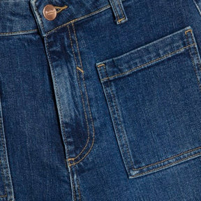 Blue Denim High Rise Relaxed Flare Jeans