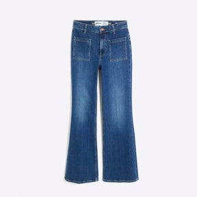 Blue Denim High Rise Relaxed Flare Jeans