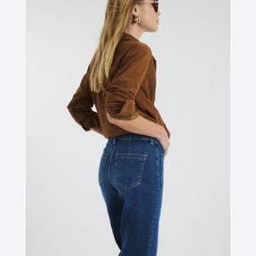 Blue Denim High Rise Relaxed Flare Jeans