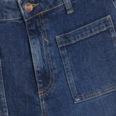 Blue Denim High Waisted Relaxed Flare Jeans