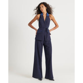 Blue Denim Hybrid Pinstripe Waistcoat