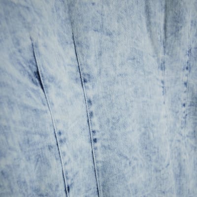 Blue Denim Long Sleeve Acid Wash Midi Dress