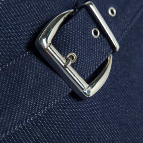 Blue Denim Long Sleeve Asymmetric Belted Top