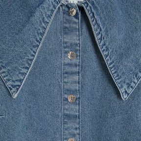 Blue Denim Long Sleeve Collared Shirt