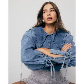 Blue Denim Long Sleeve Collared Shirt