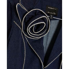 Blue Denim Long Sleeve Diamante Blazer Dress