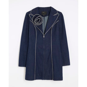 Blue Denim Long Sleeve Diamante Blazer Dress