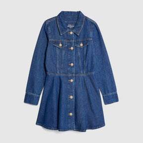 Blue Denim Long Sleeve Mini Dress