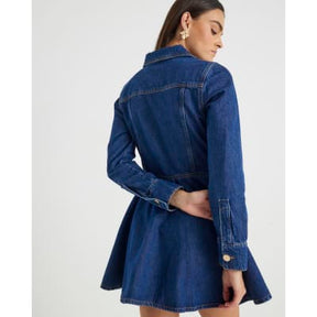 Blue Denim Long Sleeve Mini Dress