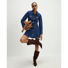 Blue Denim Long Sleeve Mini Dress