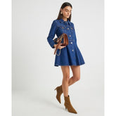Blue Denim Long Sleeve Mini Dress