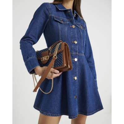 Blue Denim Long Sleeve Mini Dress