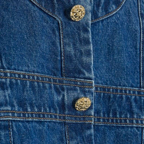 Blue Denim Long Sleeve Panelled Jacket