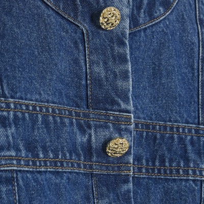 Blue Denim Long Sleeve Panelled Jacket