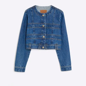Blue Denim Long Sleeve Panelled Jacket