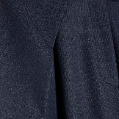 Blue Denim Look Pleated Trousers