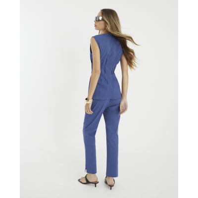 Blue Denim Look Stretch Skinny Trousers
