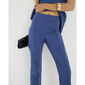 Blue Denim Look Stretch Skinny Trousers