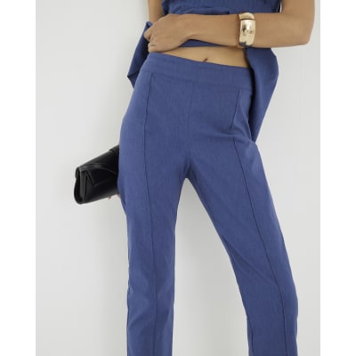 Blue Denim Look Stretch Skinny Trousers