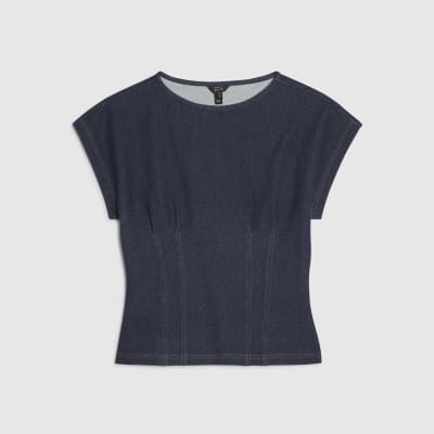 Blue Denim Look Waisted T-Shirt