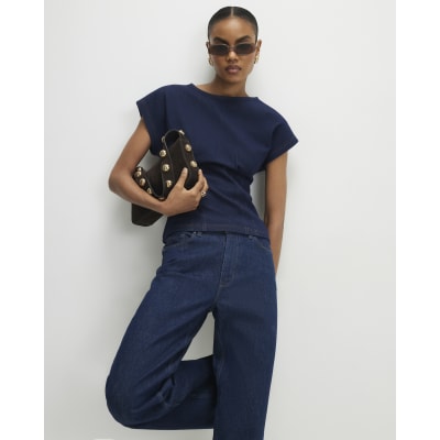 Blue Denim Look Waisted T-Shirt