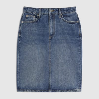 Blue Denim Midi Skirt