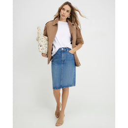 Blue Denim Midi Skirt