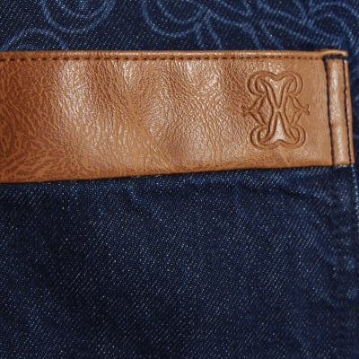 Blue Denim Monogram Print Jacket