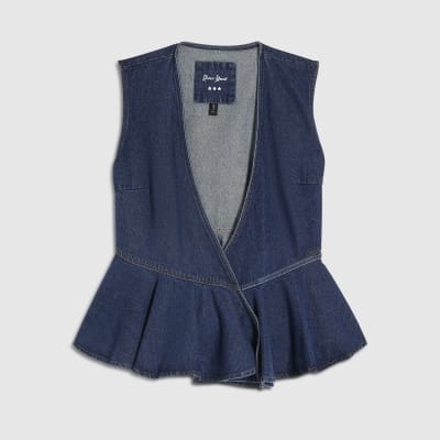 Blue Denim Peplum Wrap Top