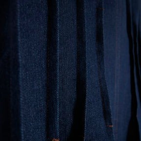 Blue Denim Pintuck Stretch Denim Midi Dress