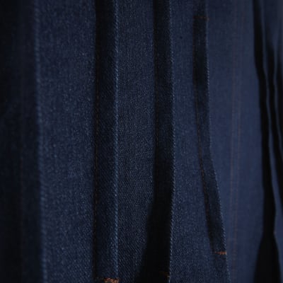 Blue Denim Pintuck Stretch Denim Midi Dress