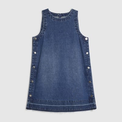 Blue Denim Popper Side Mini Swing Dress