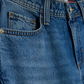 Blue Denim Seamed Barrel Jeans