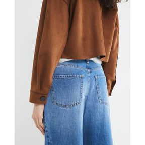 Blue Denim Seamed Barrel Jeans