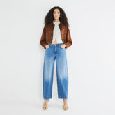 Blue Denim Seamed Barrel Jeans