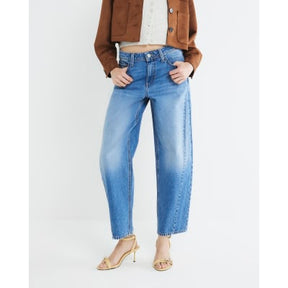 Blue Denim Seamed Barrel Jeans