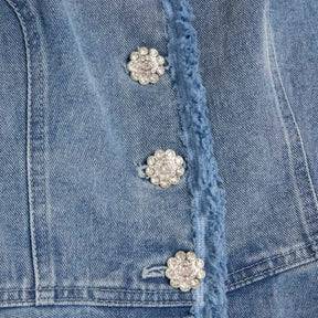 Blue Denim Short Sleeve Peplum Jacket