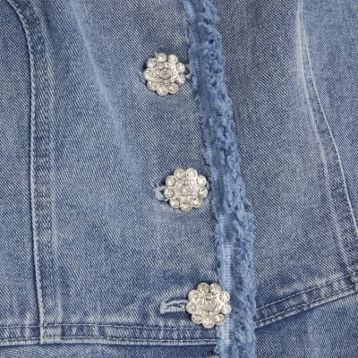 Blue Denim Short Sleeve Peplum Jacket