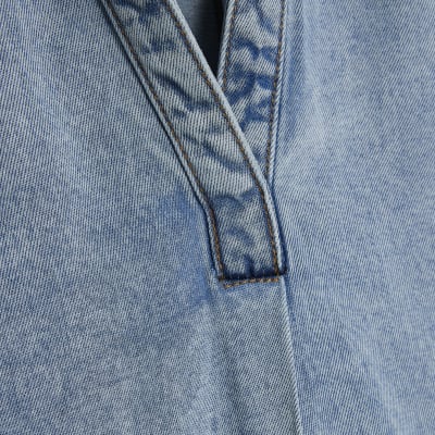 Blue Denim Short Sleeve Tunic Top