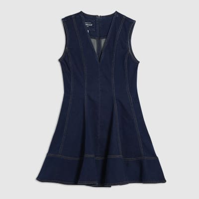Blue Denim Sleeveless Mini Dress