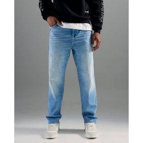Blue Denim Straight Leg Jeans