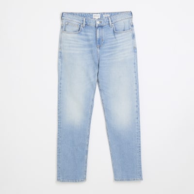Blue Denim Straight Leg Jeans