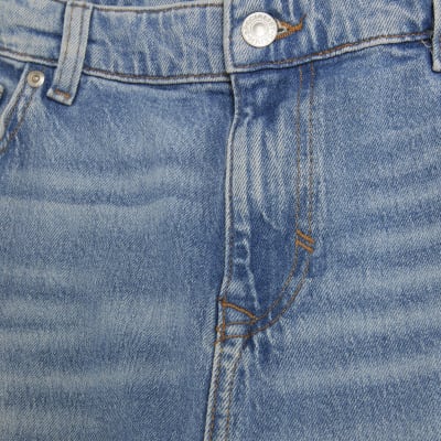 Blue Denim Straight Leg Jeans