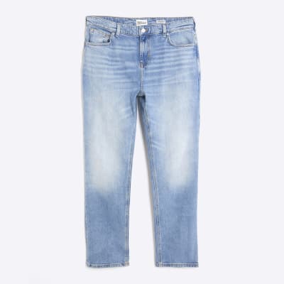 Blue Denim Straight Leg Jeans