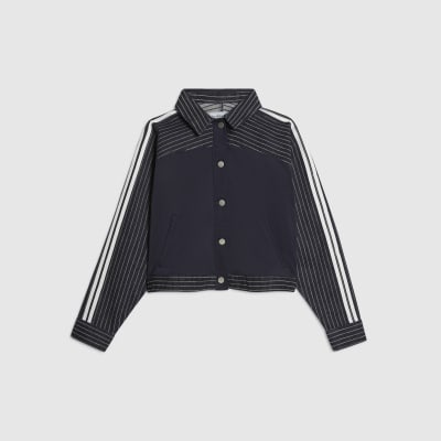 Blue Denim Striped Hybrid Denim Jacket