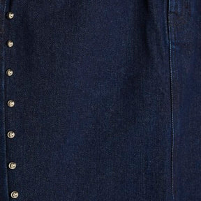 Blue Denim Studded Midi Pencil Skirt