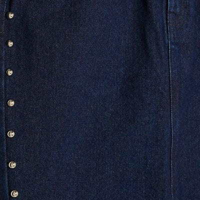 Blue Denim Studded Midi Pencil Skirt