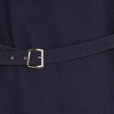 Blue Denim Twill Belted Midi Dress