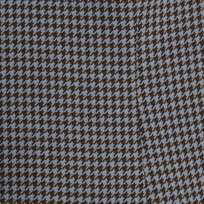 Blue Dogtooth Print Bow Back Top