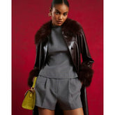 Blue Dogtooth Print Tailored Shorts